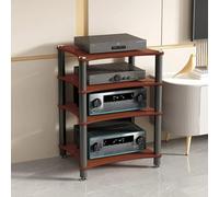 Meuble audio en teck pour audio/audio/audio/audio/lecteur de disques à 4 niveaux et étagères de rangement stéréo pour home cinéma, centre de divertissement au sol, design moderne