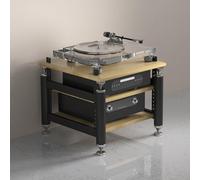 Meuble audio haut de gamme pour home cinéma - Support multimédia AV, tour de rangement DVD, meuble TV d'angle et étagère audio-vidéo pour centre de divertissement (bois noir, 62 x 57 x 56 cm)