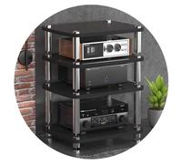 Meuble Audio Hi-FI 1/2/3/4 Couches, Support Hi-FI pour Tourne-Disque, Support en MDF avec Pieds amortisseurs, étagère pour amplificateur de Puissance, Armoire pour équipement (Couleur : Noir, dimensi