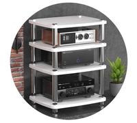 Meuble Audio Hi-FI 1/2/3/4 Couches, Support Hi-FI pour Tourne-Disque, Support en MDF avec Pieds amortisseurs, étagère pour amplificateur de Puissance, Armoire pour équipement (Couleur : Blanc, dimens