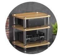 Meuble Audio Hi-FI à 1/2/3/4 Niveaux, Support pour Platine Vinyle, Meuble Audio en MDF avec Pieds amortisseurs, étagère pour amplificateur de Puissance (Couleur : Bois, Dimensions : 60 x 48 x 57 cm
