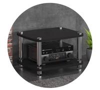 Meuble Audio Hi-FI à 1/2/3/4 Niveaux, Support pour Platine Vinyle, Meuble Audio en MDF avec Pieds amortisseurs, étagère pour amplificateur de Puissance (Couleur : Noir, Dimensions : 60 * 48 * 38 cm