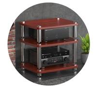 Meuble Audio Hi-FI à 1/2/3/4 Niveaux, Support pour Platine Vinyle, Meuble Audio en MDF avec Pieds amortisseurs, étagère pour amplificateur de Puissance (Couleur : Marron, Dimensions : 60 * 48 * 57 c