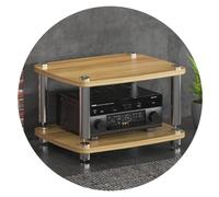 Meuble Audio Hi-FI à 1/2/3/4 Niveaux, Support pour Platine Vinyle, Meuble Audio en MDF avec Pieds amortisseurs, étagère pour amplificateur de Puissance (Couleur : Bois, Dimensions : 60 x 48 x 38 cm