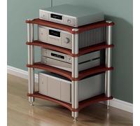 Meuble audio HiFi à 4 niveaux - Étagère ouverte pour console de jeux TV, imprimantes et tourne-disques - Design marron élégant (60 x 48 x 85 cm)