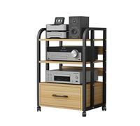 Meuble Audio Meuble de Rangement multimédia pour Composants, Support vidéo Moderne avec étagères réglables, Support multimédia AV 2/3/4 Niveaux avec tiroir, Support de Divertissement pour ma