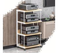 Meuble audio portable à 4 niveaux pour amplificateurs et tourne-disques, étagère d'angle blanche élégante, hauteur 100 cm, idéal pour les amateurs de cinéma maison et de musique