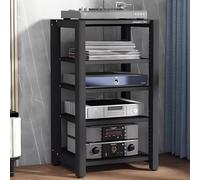 Meuble audio réglable à 2/3/4/5 niveaux - Lecteur de disques AV Composants Media Rack Home Stereo System Tour pour lecteurs DVD, box TV, consoles de jeux - Design élégant noir