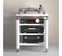 Meuble audio stéréo - Support multimédia AV pour home cinéma et DVD, étagère d'angle, meuble TV, étagère audio-vidéo, support de divertissement (62 x 57 x 78 cm)