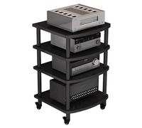 Meuble Audio-vidéo De Studio À 2 Ou 5 Niveaux, Meuble Multimédia Audiovisuel À roulettes pour Lecteurs DVD, Décodeurs, Amplificateurs, Lecteurs CD Et Consoles De Jeux(Noir,60 * 54 * 95cm(4Tier))