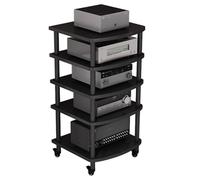 Meuble Audio-vidéo De Studio À 2 Ou 5 Niveaux, Meuble Multimédia Audiovisuel À roulettes pour Lecteurs DVD, Décodeurs, Amplificateurs, Lecteurs CD Et Consoles De Jeux(Noir,60 * 54 * 117.5cm(5Tier))