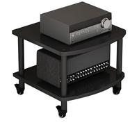 Meuble Audio-vidéo De Studio À 2 Ou 5 Niveaux, Meuble Multimédia Audiovisuel À roulettes pour Lecteurs DVD, Décodeurs, Amplificateurs, Lecteurs CD Et Consoles De Jeux(Noir,60 * 54 * 50cm(2Tier))