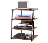 Meuble Audio Visuel 4 Niveaux-VEVOR-Étagère Multimédia en Bois- pour Lecteurs DVD/Décodeurs de Câbles/Consoles de Jeux-Marron