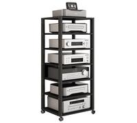 Meuble Audio Visuel Meuble de Rangement pour Disque Vinyle, Meuble vidéo Haut à 7 Niveaux, Meuble TV d'angle Mobile, Meuble Console pour Lecteur de disques vinyles, Tour multimédia avec étag