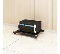 Meuble Audio Visuel Meuble HiFi Meuble en Bois et Acier, Support Multimédia Vidéo Armoire D'équipement Multifonctionnel Tour, pour Équipement Audio(Black,10cm/3.9in)