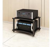 Meuble Audio Visuel Meuble HiFi Meuble en Bois et Acier, Support Multimédia Vidéo Armoire D'équipement Multifonctionnel Tour, pour Équipement Audio(Black,40cm/15.7in)