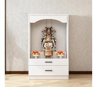 Meuble autel bouddhiste sur piédestal, table autel avec rangement tiroir | Mandir puja pour maison, table de prière et méditation, structure bois épais, grand espace de rangement(B,23.6in)