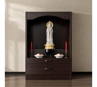 Meuble autel bouddhiste sur piédestal, table autel avec rangement tiroir | Mandir puja pour maison, table de prière et méditation, structure bois épais, grand espace de rangement(A,19.7in)