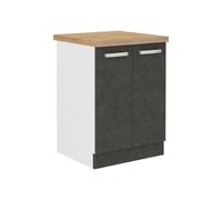 Meuble bas 2 portes battantes - Gris mat - L 60 x P 51,6 x H 85 cm - LASSEN