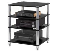 Meuble AV Ma multicolore pour HiFi o, rack à 4 niveaux avec pieds anti-chocs, 81 cm de haut, idéal pour platines et équints audiovisuels, noir H