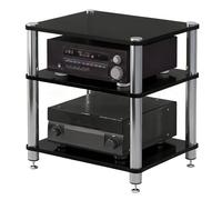 Meuble AV Ma multicolore pour platines Hi-Fi, support à 3 niveaux avec pieds anti-chocs, réglable 2 à 4 niveaux, 59 cm de haut, noir h