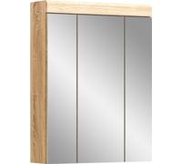 Meuble avec miroir RIDLEY - Blanc et chêne clair