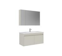 Meuble avec simple vasque et miroir "Arno 100" - 100 x 45 x 52 cm - Cashmere