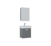 Meuble avec simple vasque et miroir "Orbit 55" - 55 x 38 x 62 cm - Grey