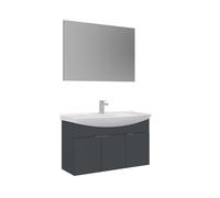 Meuble avec simple vasque et miroir ""Purus 100"" - 100 x 50 x 58 cm - Matte Anthracite