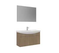 Meuble avec simple vasque et miroir ""Purus 100"" - 100 x 50 x 58 cm - Oak