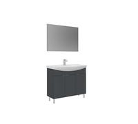 Meuble avec simple vasque et miroir "Purus 100" - 100 x 50 x 83 cm - Matte Anthracite