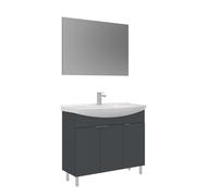 Meuble avec simple vasque et miroir ""Purus 100"" - 100 x 50 x 83 cm - Matte Anthracite