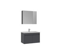 Meuble avec simple vasque et miroir "Side 85 v2" - 85 x 45 x 52 cm - Matte Anthracite