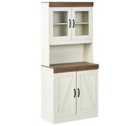Meuble avec Vitrine en Panneau de Particules et MDF avec Étagères Blanc Kalbarri