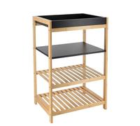 MEUBLE BAMBOU/ MDF 4 ETAGERES - NOIR/BAMBOU