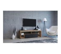 Meuble banc TV Elbrus - 140 cm - old wood / anthracite - avec LED - style design