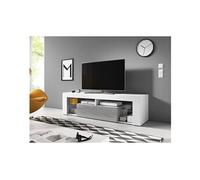 meuble banc tv everest - 140 cm - blanc mat / gris brillant - style design