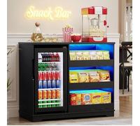 Meuble bar à snacks - BROTTAR - BROTTAR - Réfrigérateur 92 L - LED 3 couleurs - 3 tiroirs ouverts