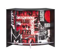 Meuble Bar Comptoir d'Accueil Noir 3 Tablettes 134,5 x 104,8 x 55,3 cm - Rock 451 - L 134.5 x l 55.3 x H 104.8 cm