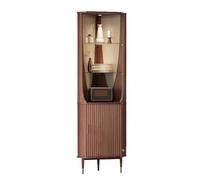 Meuble Bar D'angle Armoire de bar d'angle haute avec étagères en verre | Rangement cannelé moderne du milieu du siècle avec porte, for le salon