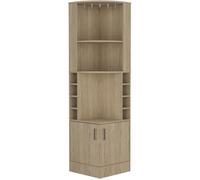 Meuble bar d'angle Kava Beijing, avec porte-bouteilles, 180.6 CM H X 46.9 CM L X 46.9 CM P, Miel