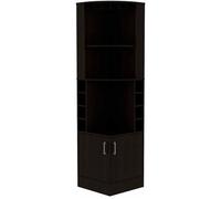 Meuble bar d'angle Syrah, avec porte-verres, 180.594 CM H X 46.9 CM L X 46.9 CM P, Noir