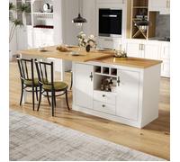 Meuble bar extensible avec rangement et range-bouteilles rotatif pour salon et salle à manger en MDF blanc 120×40×76 cm