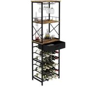 Meuble bar industriel 20 bouteilles - Étagère à vin haute métal et bois - Style loft design - 148 cm - LOFT 2-20S