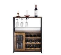 Meuble bar industriel avec rangements amovibles,buffet/vaisselier rétro avec portes grillagées ,69×35×92cm,marron