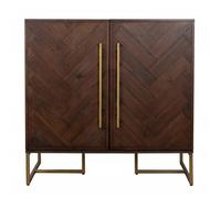 Buffet en bois d'acacia marron, 2 portes, 1 tiroir, 16 casiers à bouteilles, 6 glissières verres - Dutchbone, Class - 100x50x100 cm