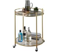 Meuble bar - Wohnling - Or - 57 x 75 x 57 cm - avec roulettes