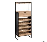 Meuble bar x25 bouteuilles ""Aliaj"" effet chêne naturel - 5 five simply smart