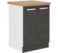 Meuble bas 2 portes battantes - Gris mat - L 60 x P 51,6 x H 85 cm - LASSEN