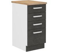 Meuble bas 4 tiroirs avec plan de travail - Gris mat - L 40 x P 51,6 x H 85 cm - LASSEN